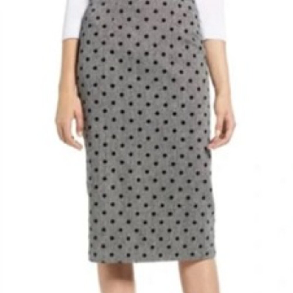Premis  straight fitted pencil skirt with polka dots grey & black SZ small